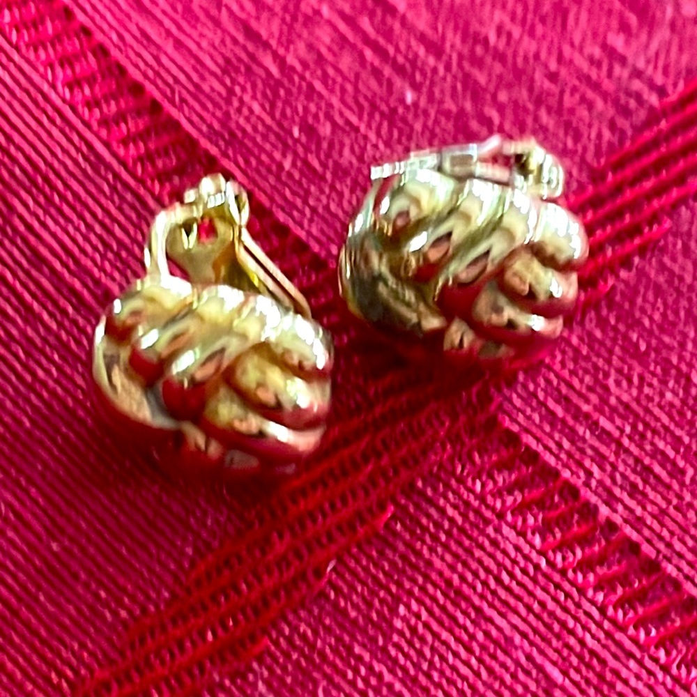 Vintage clip on brass earrings